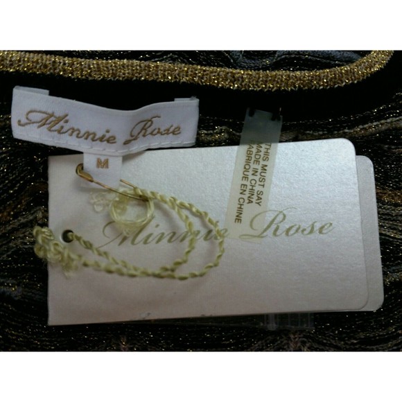 Minnie Rose Women's (M) Sleeveless Black, Gold, & Ivory Metallic Knit Deco Dress - Picture 9 of 12